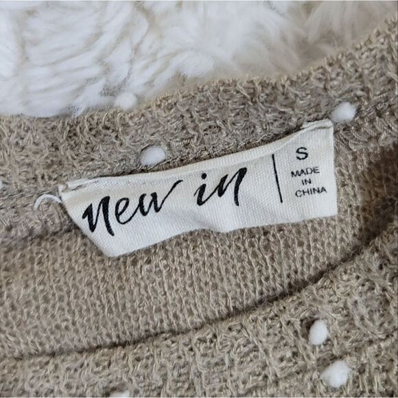 New In - "Mocha Swiss Dot" Puff Sleeved Polkadot Textured Textured Knit Dress - Picture 8 of 8